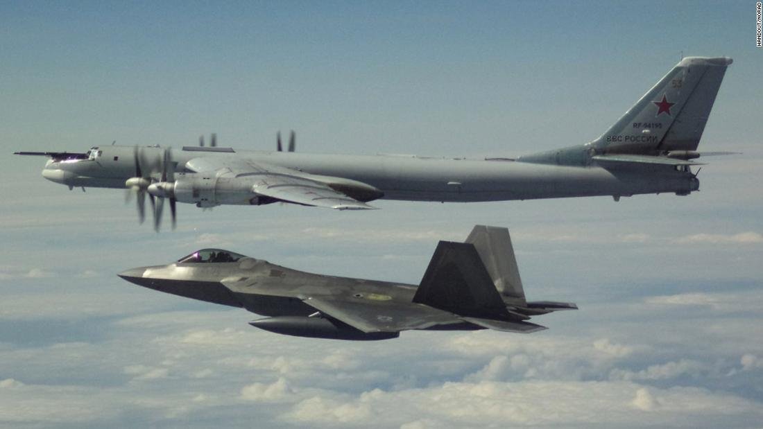 A Russian aircraft intercepted a US aircraft flying in international airspace over the Mediterranean Sea three times in just under three hours Tuesday, according to the US 6th Fleet. (Credit: NORAD/Handout)