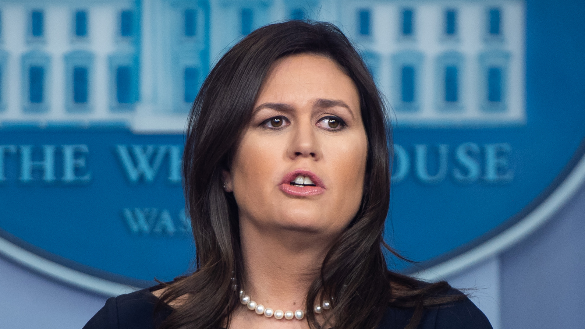 White House Press Secretary Sarah Huckabee Sanders speaks during a press briefing at the White House in Washington, D.C., March 11, 2019. (Credit: SAUL LOEB / AFP) (Photo credit should read SAUL LOEB/AFP/Getty Images)