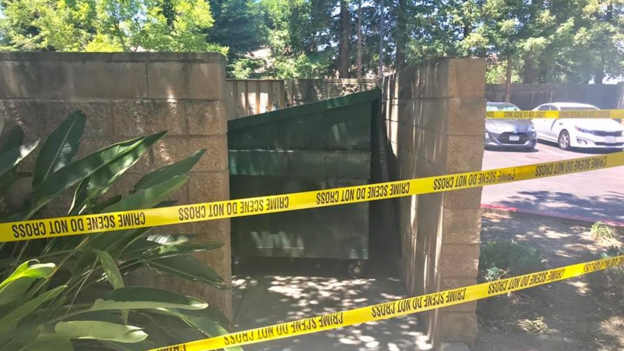 Stockton police released this photo of the dumpster where a newborn baby was rescued on June 11, 2019.