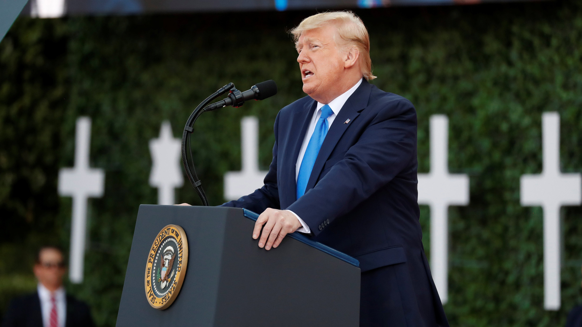 President Donald Trump called D-Day veterans assembled in Normandy "the pride of our nation." (Credit: REUTERS via CNN Wire)