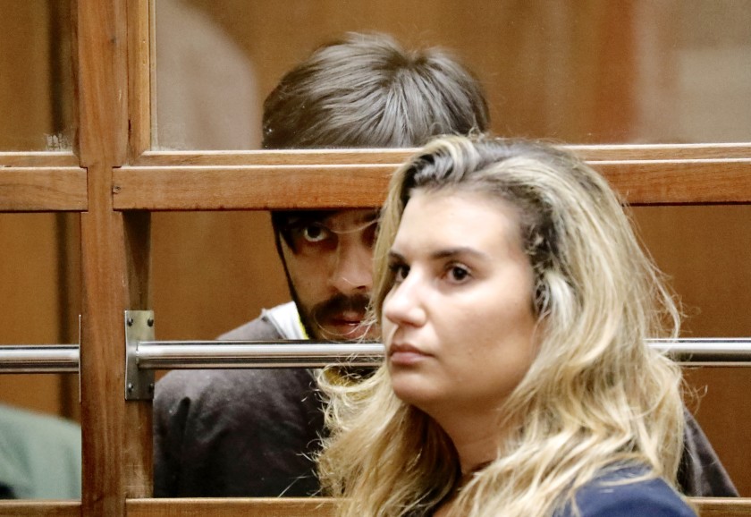 Rhett Nelson appears in court with his defense attorney, Jenn Bartick, on July 22, 2019 to enter a not guilty plea.(Credit: Al Seib / Los Angeles Times)