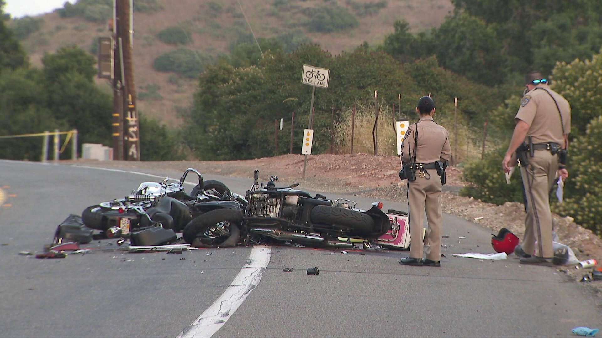 A head-on crash involving two motorcycles left four people dead on July 7, 2019. (Credit: KTLA)