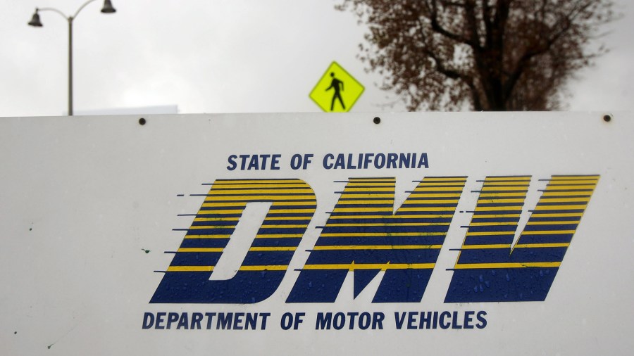 Signage is seen at the State of California Department of Motor Vehicles (DMV) February 6, 2009 in Pasadena, California. (Credit: David McNew/Getty Images)