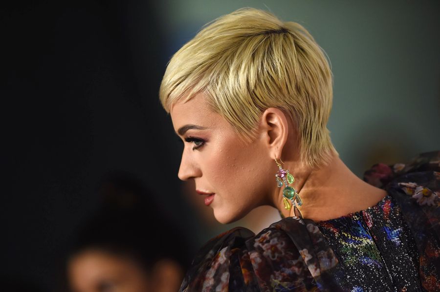 Katy Perry arrives at the 2019 MusiCares Person Of The Year gala at the Los Angeles Convention Center on Feb. 8, 2019. (Credit: VALERIE MACON/AFP/Getty Images)