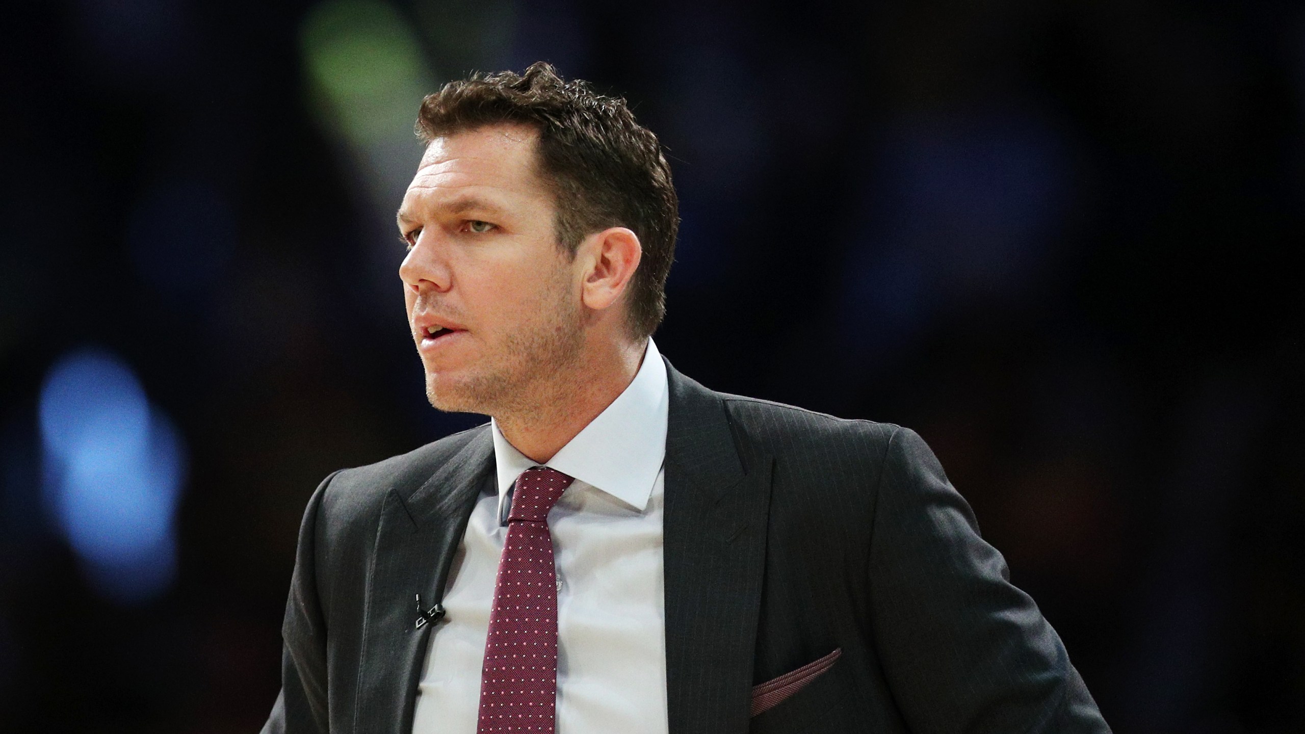 Luke Walton of the Los Angeles Lakers looks on during the second half against the New Orleans Pelicans at Staples Center on Feb. 27, 2019, in Los Angeles. (Credit: Yong Teck Lim/Getty Images)