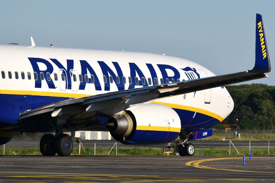 A Boeing 737 bearing the livery of Irish low-cost airline Ryanair taxies on the tarmac on its way to take off from Rome's Fiumicino airport on May 31, 2019. (Credit: ALBERTO PIZZOLI/AFP/Getty Images)