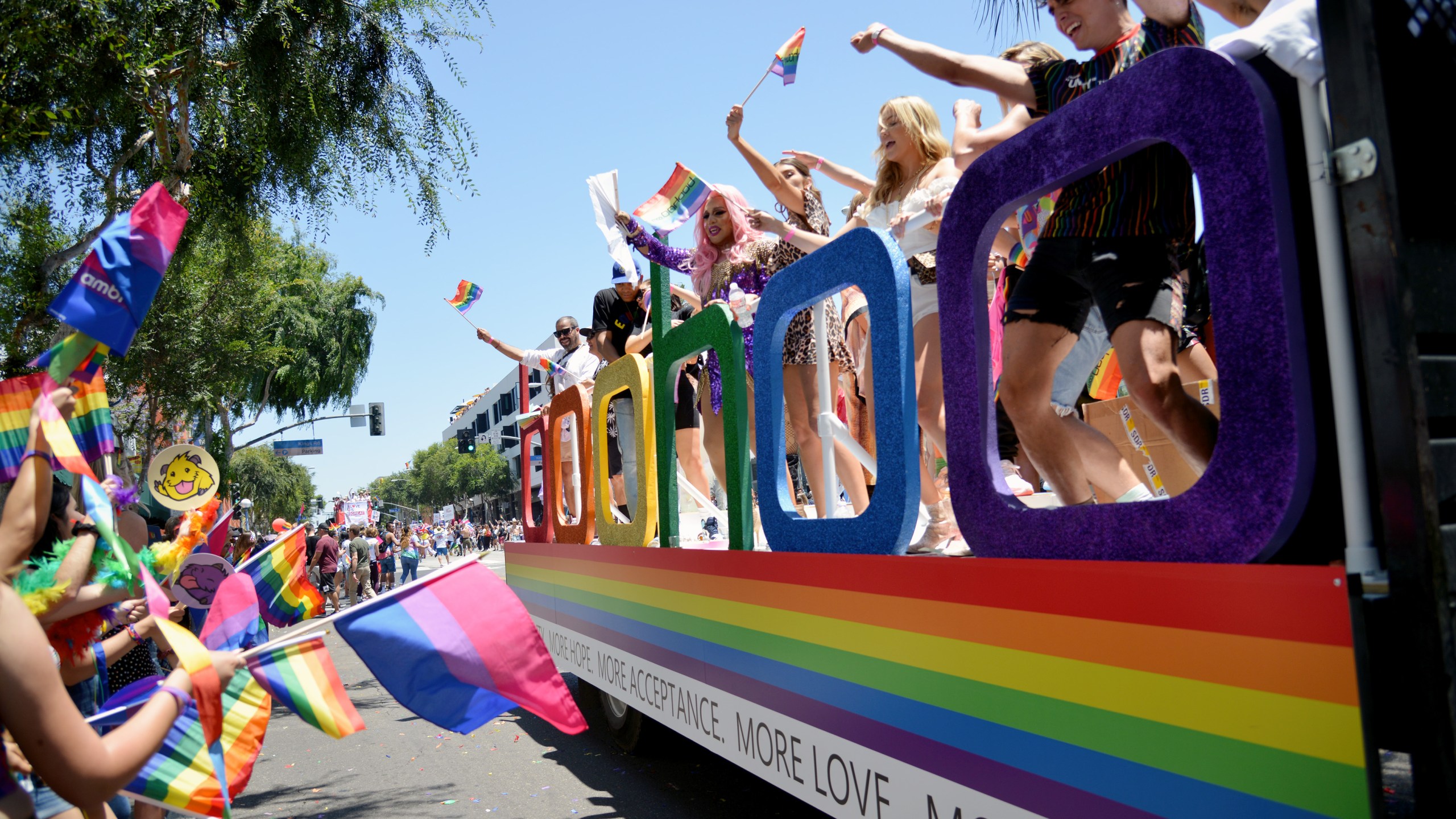 People are seen attending the L.A. Pride Parade on June 9, 2019, in West Hollywood, California. (Chelsea Guglielmino/Getty Images)