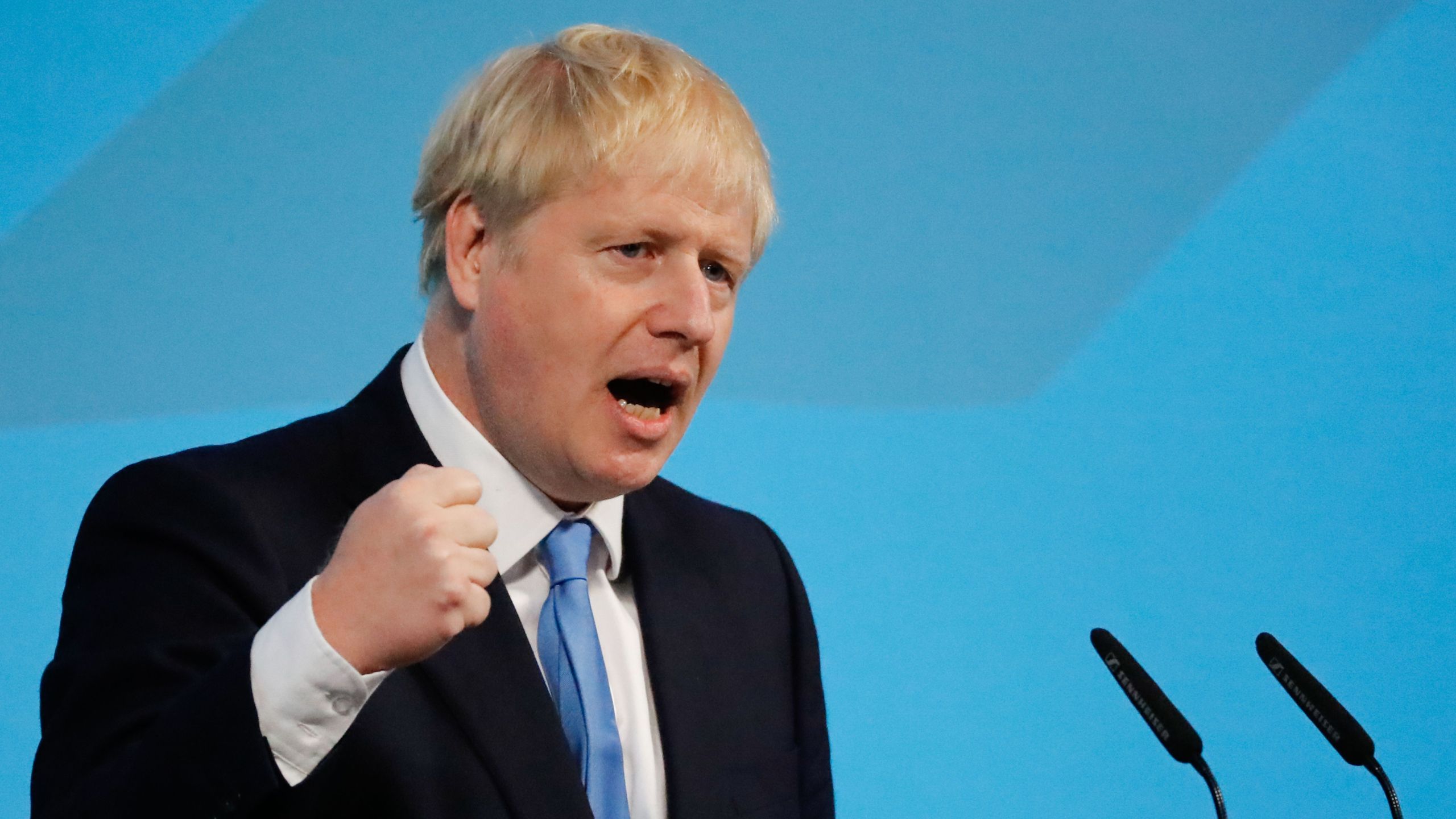 New Conservative Party leader and incoming prime minister Boris Johnson gives a speech at an event to announce the winner of the Conservative Party leadership contest in central London on July 23, 2019. (Credit: TOLGA AKMEN/AFP/Getty Images)