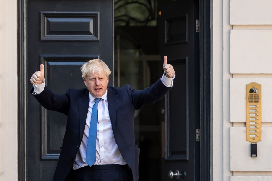 Newly elected Conservative party leader Boris Johnson poses outside the Conservative Leadership Headquarters on July 23, 2019 in London, England. (Credit: Dan Kitwood/Getty Images)