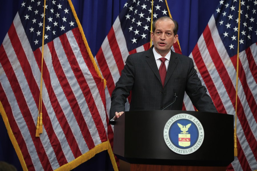 Secretary of Labor Alex Acosta speaks during a press conference at the Labor Department in Washington, D.C. on July 10, 2019. (Credit: Alex Wong/Getty Images)