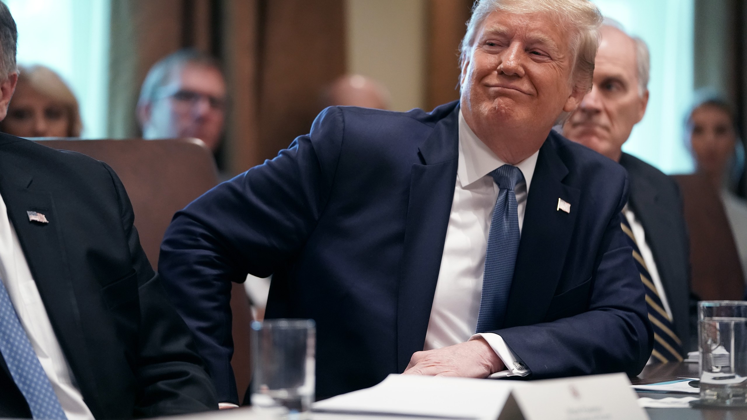 Donald Trump sits at a cabinet meeting at the White House July 16, 2019 in Washington, DC. (Credit: Chip Somodevilla/Getty Images)