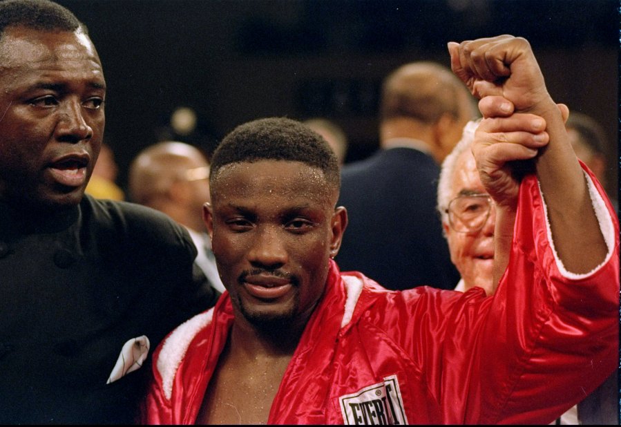 Pernell Whitaker stands in the ring before a fight against Julio Cezar Vasquez. (Credit: Simon Bruty/Allsport via Getty Images)