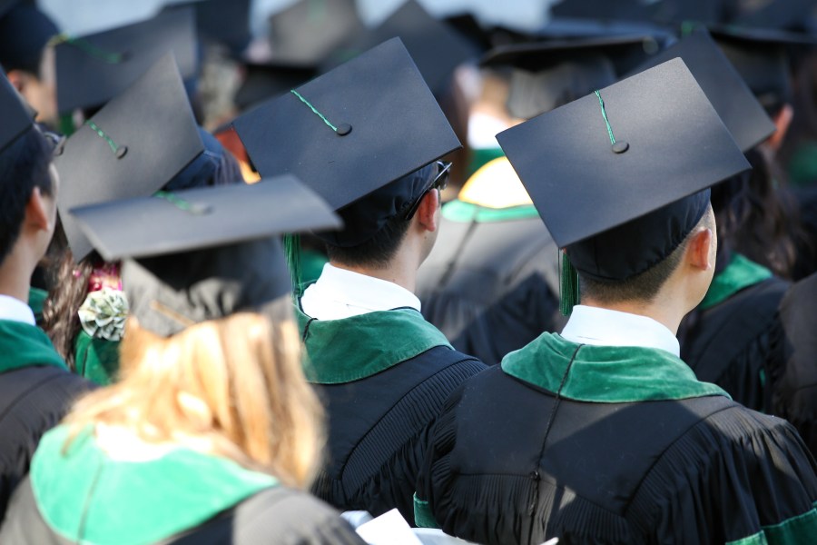 Graduates look on as the David Geffen School of Medicine at UCLA’s Hippocratic Oath Ceremony is held in Westwood on May 30, 2014. (Credit: Imeh Akpanudosen / Getty Images for UCLA)