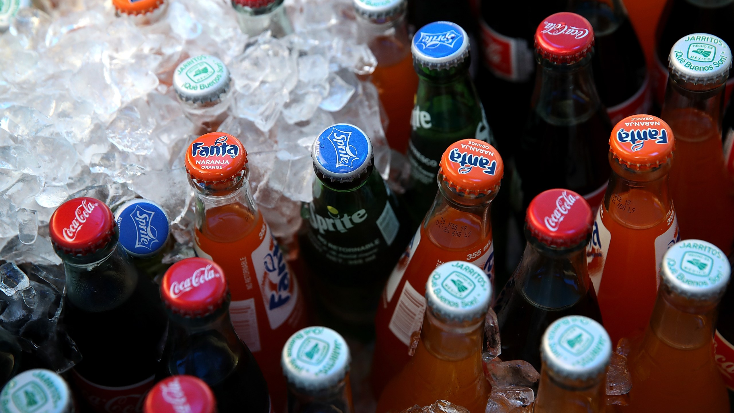 Bottles of soda are seen in a cooler on June 29, 2018, in San Francisco. (Credit: Justin Sullivan/Getty Images)