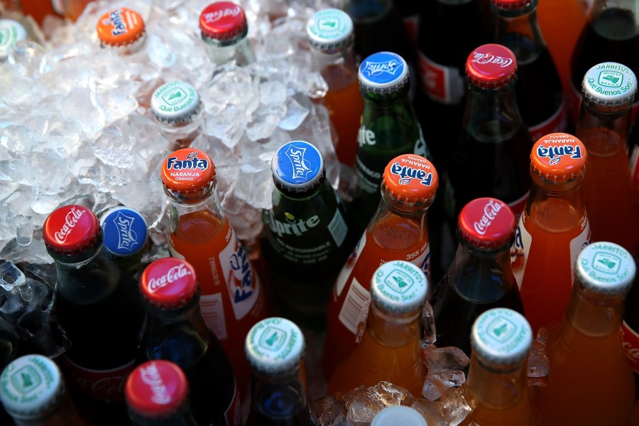 Bottles of soda are seen in a cooler on June 29, 2018, in San Francisco. (Credit: Justin Sullivan/Getty Images)