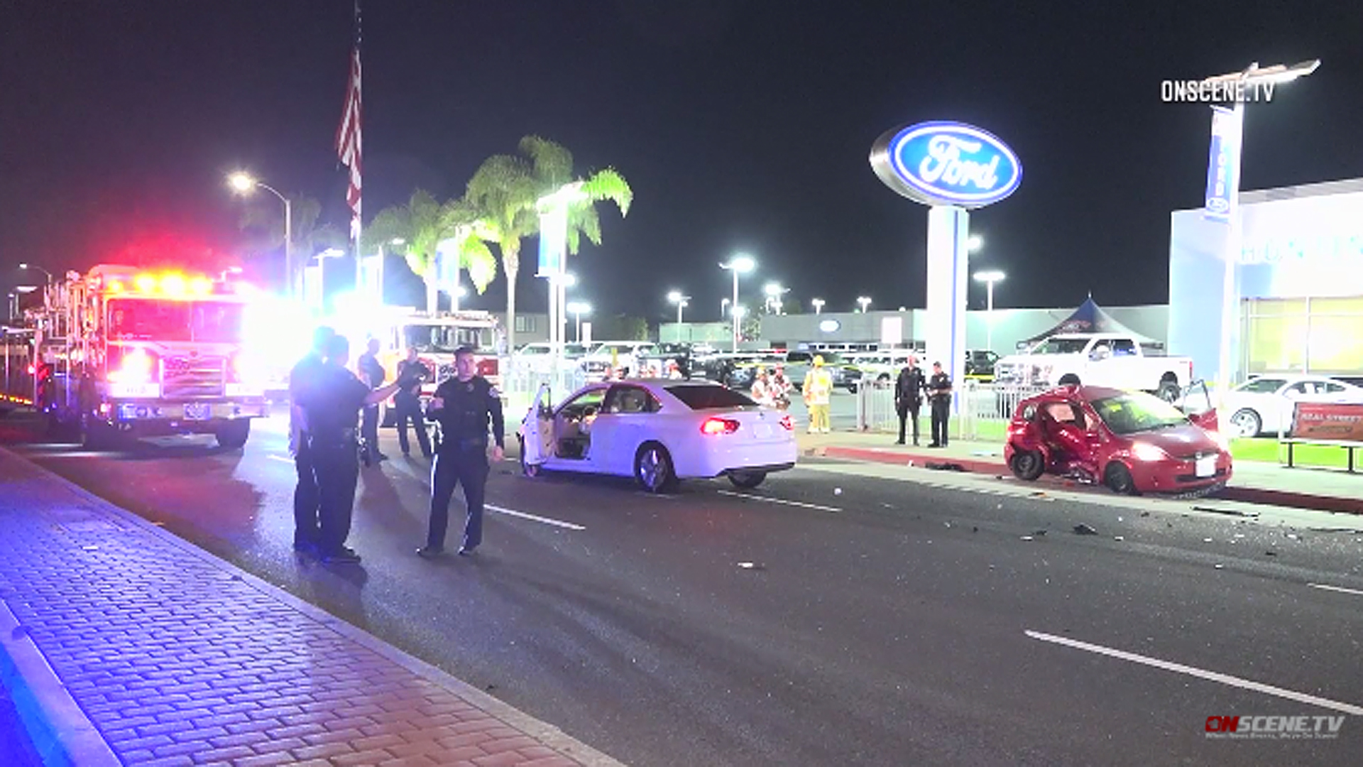 Officials investigate a fatal crash in Huntington Beach on July 22, 2019. (Credit: OnScene.TV)