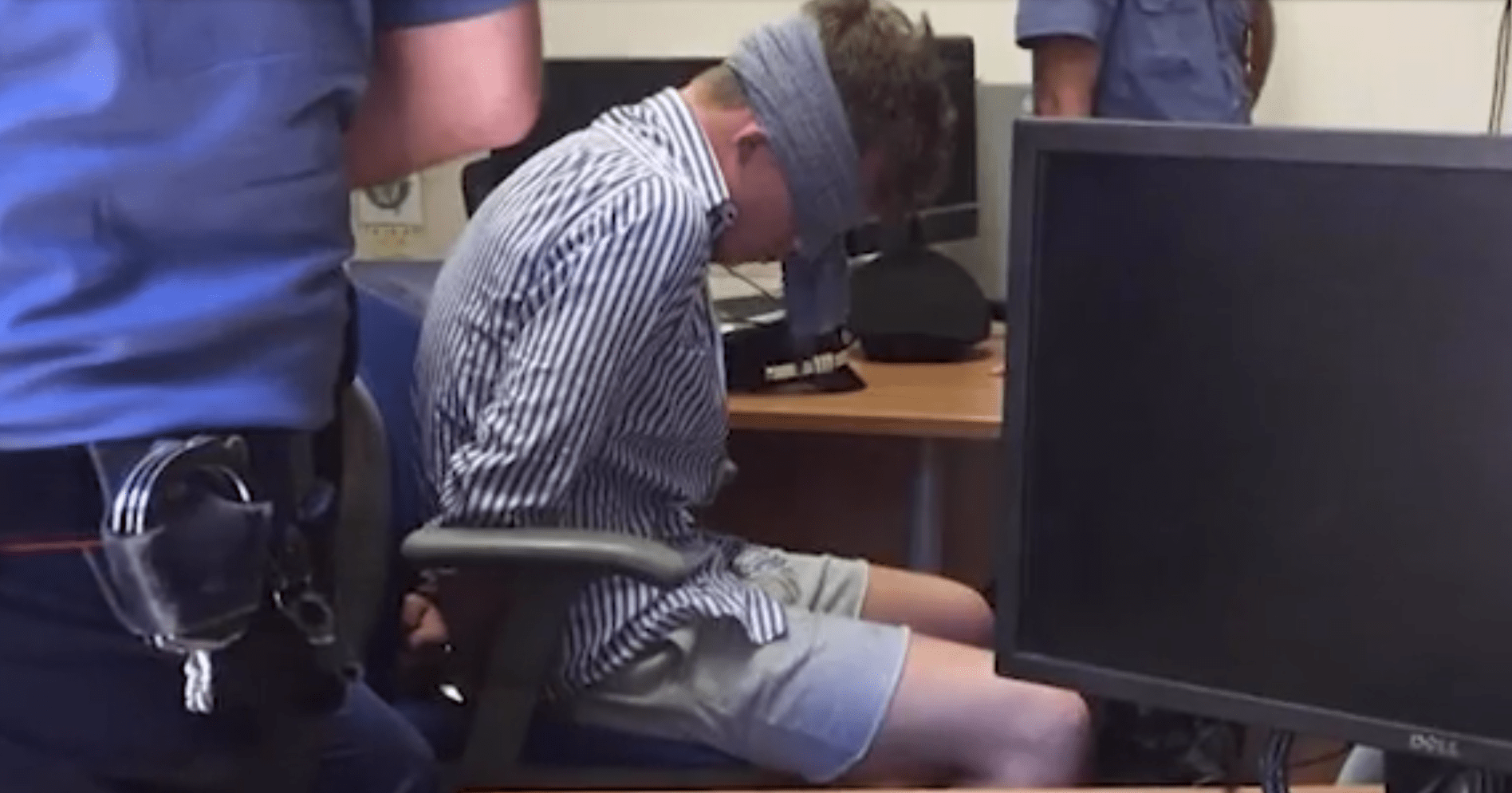 A leaked photo obtained by CNN appears to show Gabriel Natale Hjorth blindfolded at a police station in Rome. The photograph was leaked to the respected Italian newspaper Corriere della Sera in July 2019.