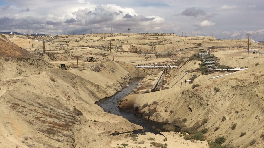 Oil flows at a Chevron oil field in Kern County in this photo tweeted May 13, 2019, by the California Department of Fish and Wildlife's Office of Spill Prevention and Response.