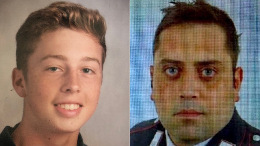 From left tor right: Finnegan Elder is seen in a photo his family provided to CNN in July 2019. Mario Cerciello Rega appears in a photo released by the Polizia di Stato in Italy on July 26, 2019.