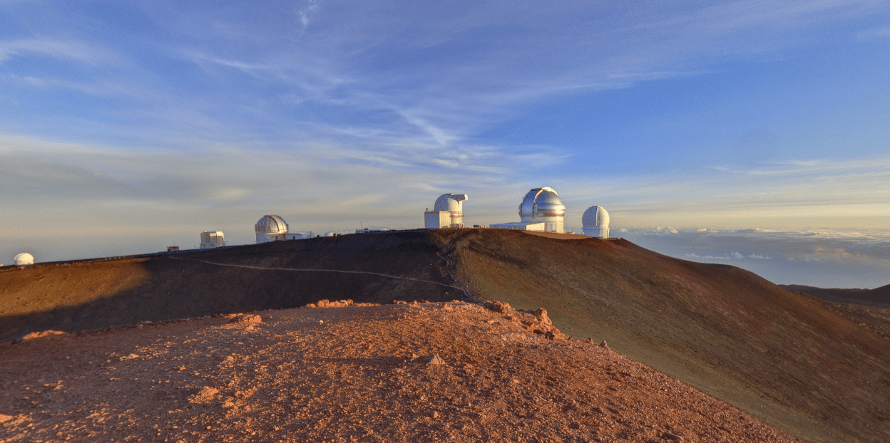 Observatories are seen on Mauna Kea in this image from Google Maps.