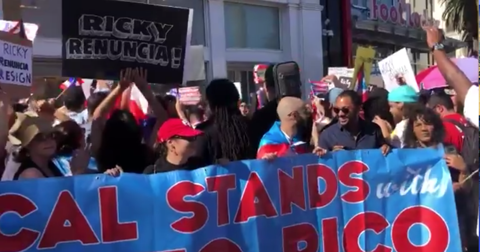 A protest against Puerto Rico's governor in Hollywood on July 20, 2019. (Credit: KTLA)