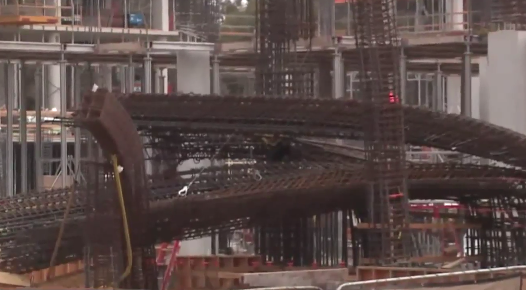 A rebar collapses at UCSD construction site on July 25, 2019. (Credit: KSWB)