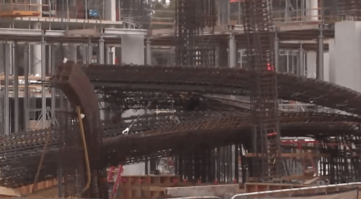 A rebar collapses at UCSD construction site on July 25, 2019. (Credit: KSWB)