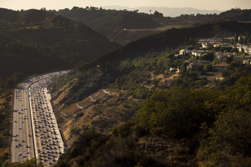 The 405 Freeway is seen in a file photo. (Credit: Kent Nishimura / Los Angeles Times)