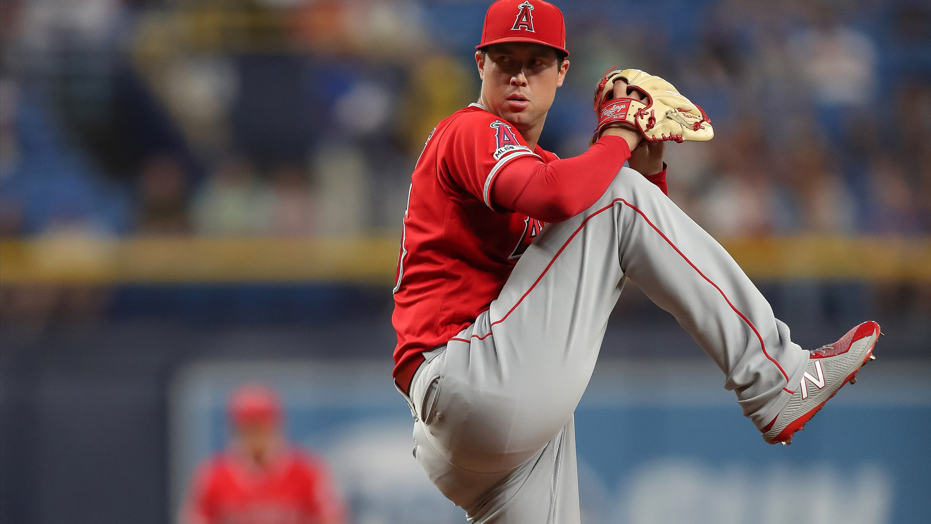 Tyler Skaggs of the Los Angeles Angels throws in the first inning of a baseball game at Tropicana Field on June 13, 2019 in St. Petersburg, Florida. (Credit: Mike Carlson/Getty Images)