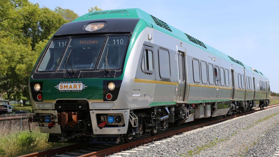 A SMART train is seen in a photo posted to the Sonoma-Marin Area Rail Transit's Facebook page.