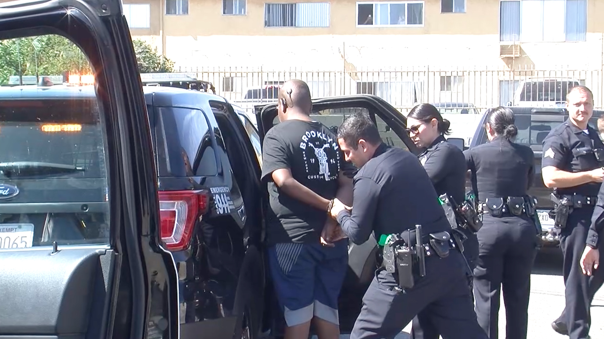 A teenage boy is taken into custody after leading authorities on a pursuit through North Hollywood on Aug. 17, 2019. (Credit: Loudlabs)