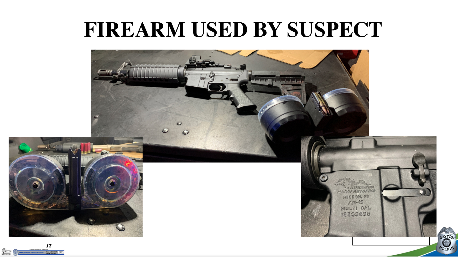 Photos of the weaponry used in the Dayton, Ohio mass shooting on Aug. 4, 2019. (Credit: Dayton Police Department)