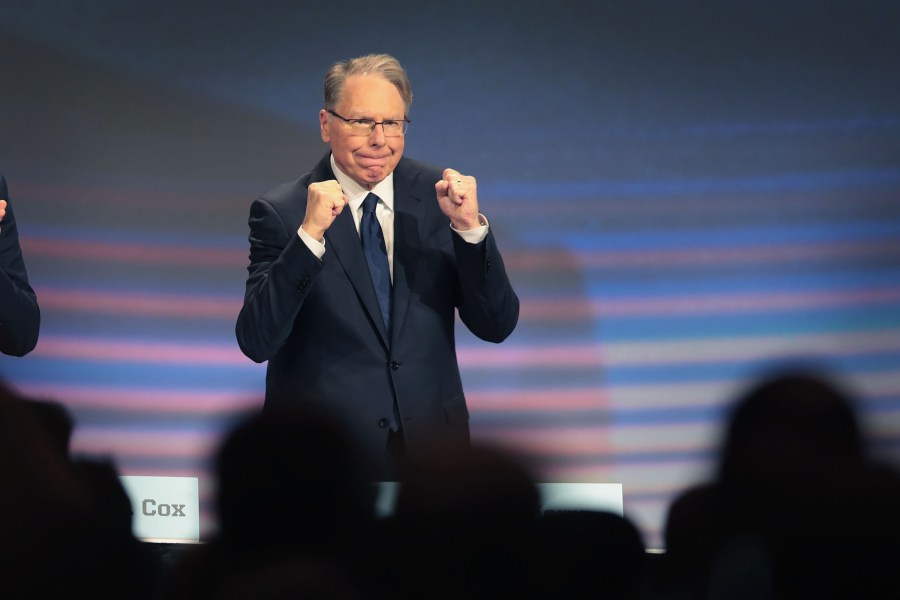 Wayne LaPierre, NRA vice president and CEO, attends the NRA annual meeting of members at the 148th NRA Annual Meetings and Exhibits on April 27, 2019 in Indianapolis, Indiana. (Credit: Scott Olson/Getty Images)