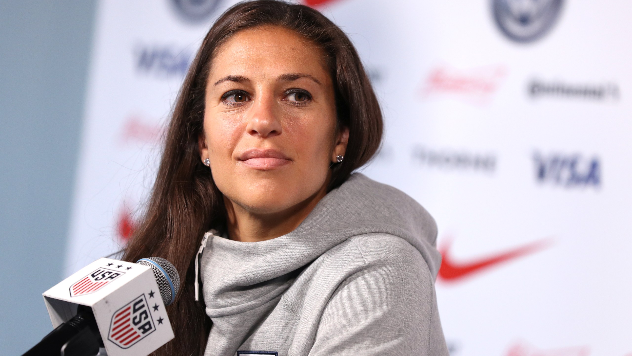 Carli Lloyd of the United States speaks during the United States Women's National Team Media Day ahead of the 2019 Women's World Cup at Twitter NYC on May 24, 2019 in New York City. (Credit: Mike Lawrie/Getty Images)