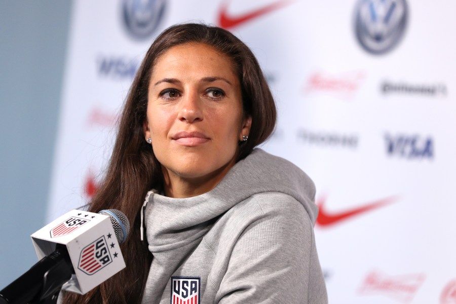 Carli Lloyd of the United States speaks during the United States Women's National Team Media Day ahead of the 2019 Women's World Cup at Twitter NYC on May 24, 2019 in New York City. (Credit: Mike Lawrie/Getty Images)