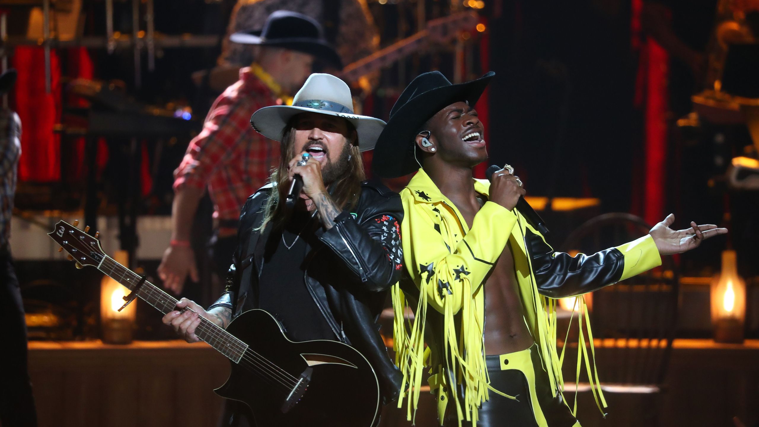 Billy Ray Cyrus and Lil Nas X perform onstage during the 2019 BET awards at Microsoft Theater in Los Angeles on June 23, 2019. (Credit: JEAN-BAPTISTE LACROIX/AFP/Getty Images)