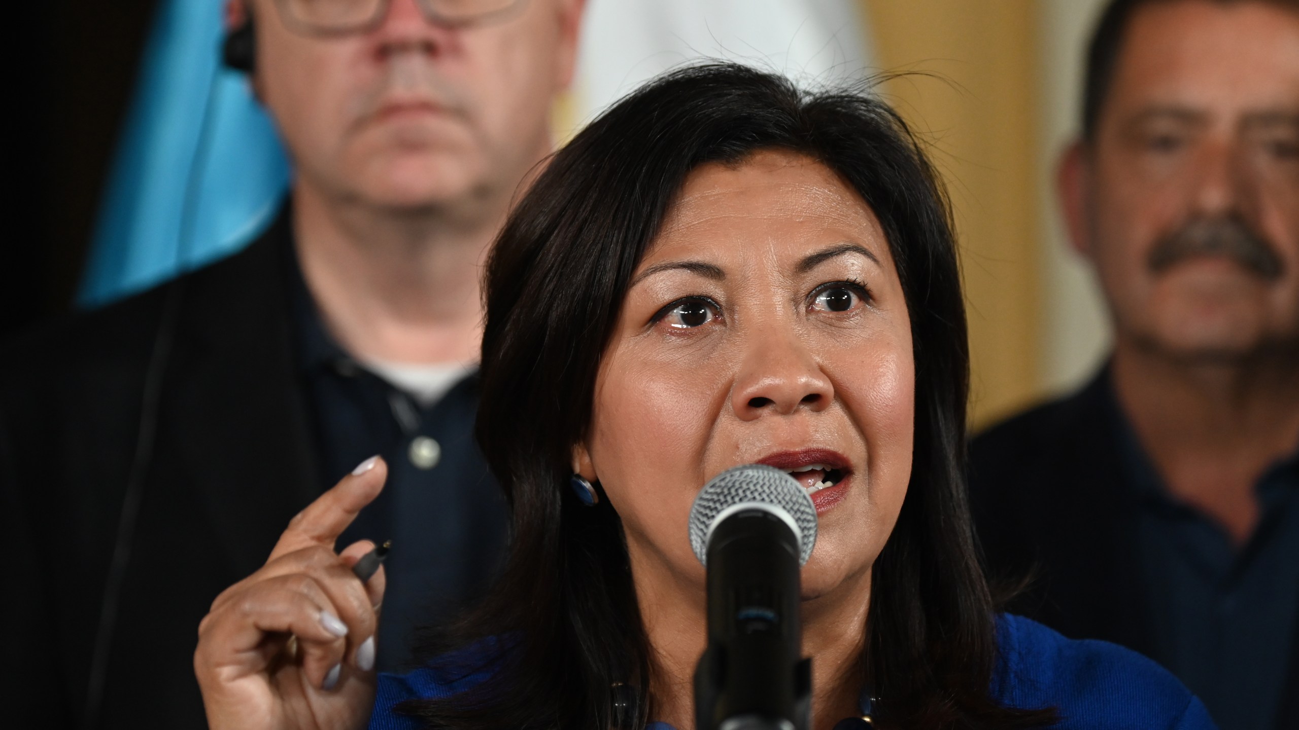 Rep. Norma Torres speaks during a press conference at the Air Force Base in Guatemala City on Aug. 8, 2019. (Credit: JOHAN ORDONEZ/AFP/Getty Images)