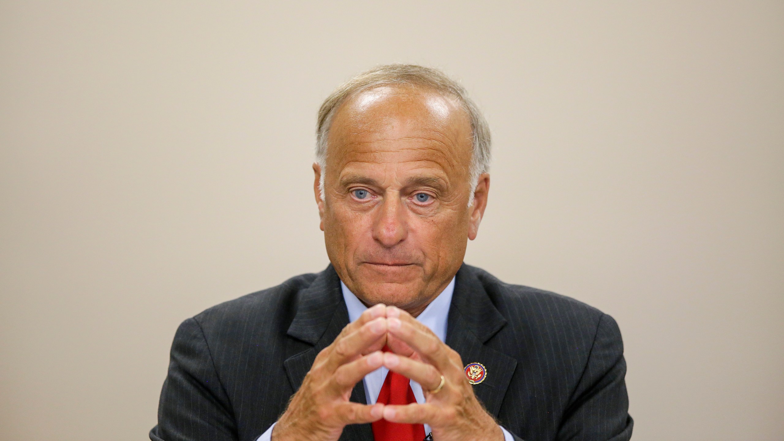 Rep. Steve King speaks during a town hall meeting at the Ericson Public Library in Boone, Iowa, on Aug. 13, 2019. (Joshua Lott / Getty Images)