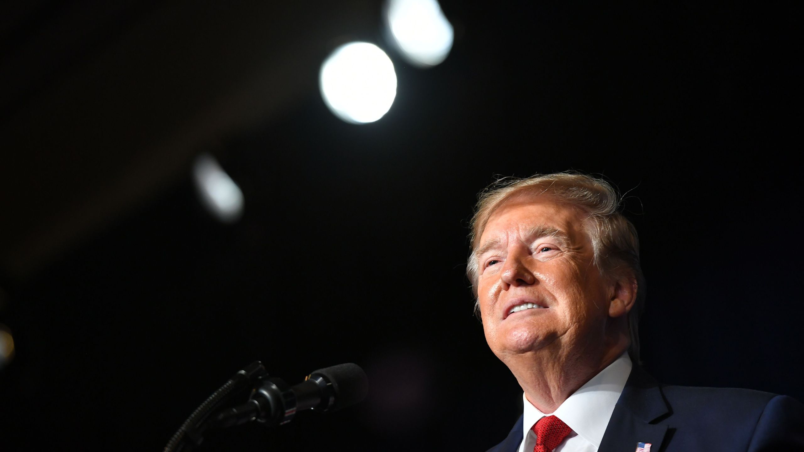 U.S. President Donald Trump speaks at the American Veterans 75th National Convention in Louisville, Kentucky, on Aug. 21, 2019. (Credit: MANDEL NGAN/AFP/Getty Images)