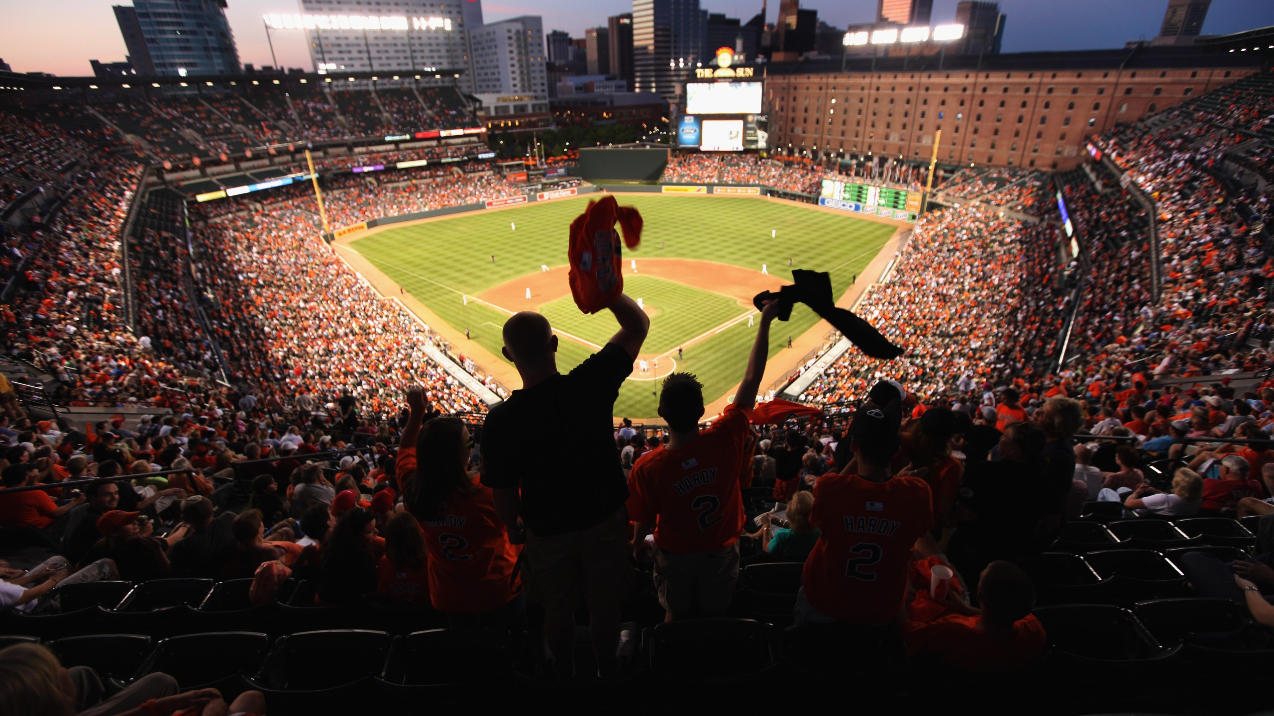 Fans cheer during a match between Baltimore Orioles and St. Louis Cardinals at Oriole Park at Camden Yards on June 30, 2011 in Baltimore, Maryland. (Credit: Rob Carr/Getty Images)