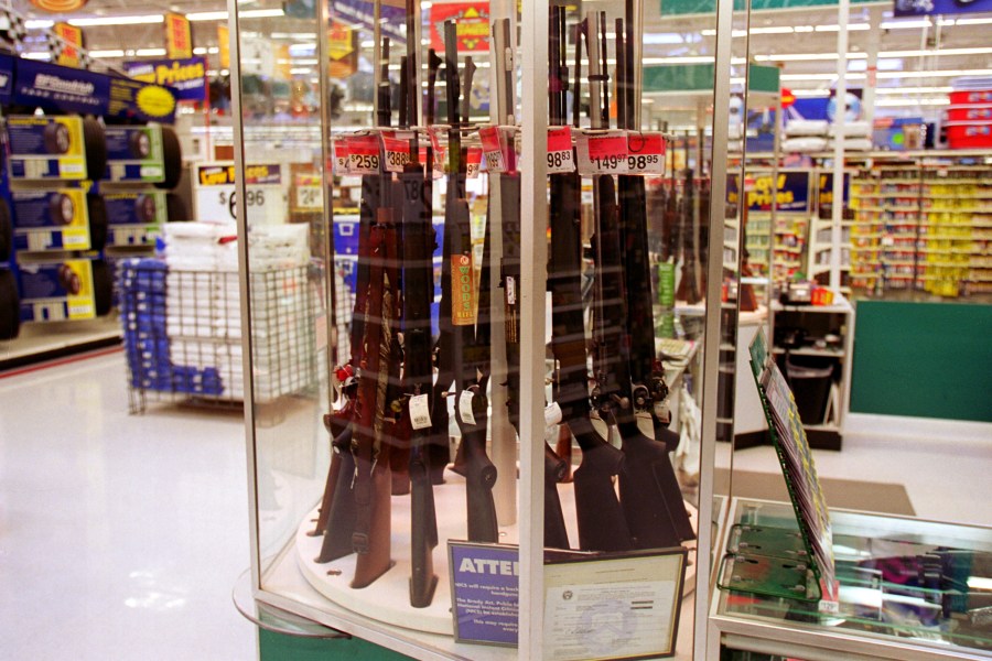 Guns for sale at a Walmart, July 19, 2000. (Credit: by Newsmakers)