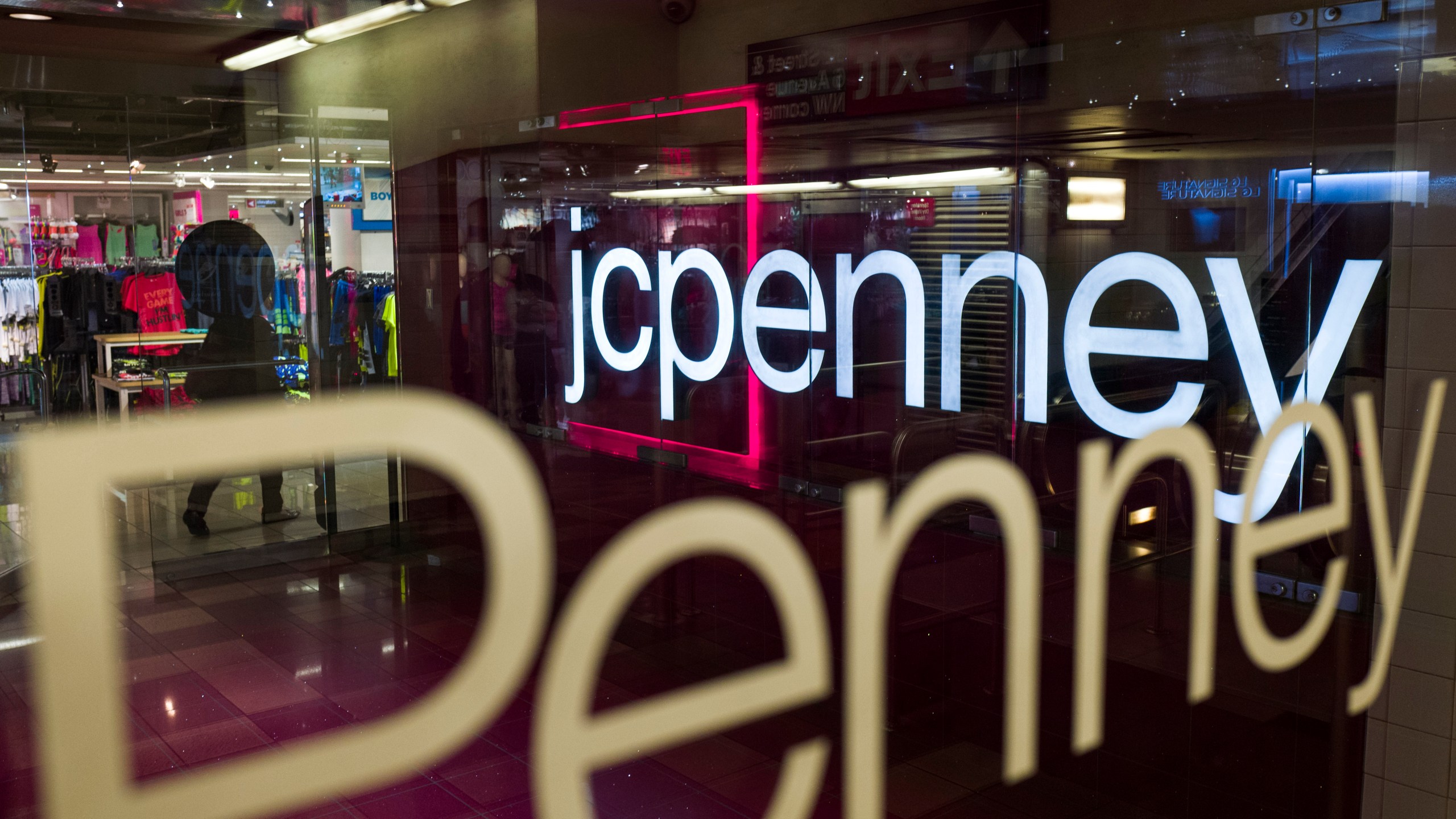 A view of the entrance of a JC Penney department store in the Manhattan Mall, May 15, 2017 in the Herald Square neighborhood in New York City. (Credit: Drew Angerer/Getty Images)