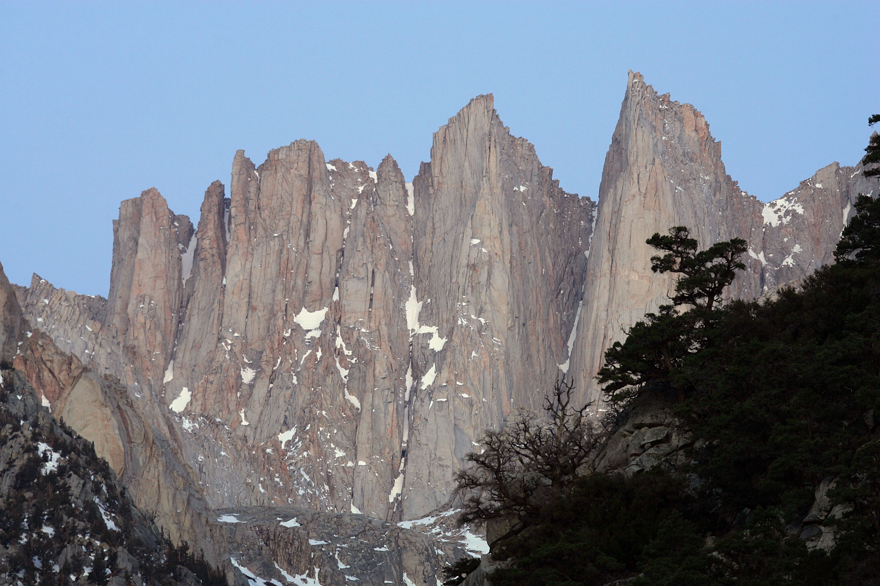 Pinnacles rise from the crest just south of Mount Whitney on May 9, 2008, near Lone Pine, California. (Credit: David McNew/Getty Images)