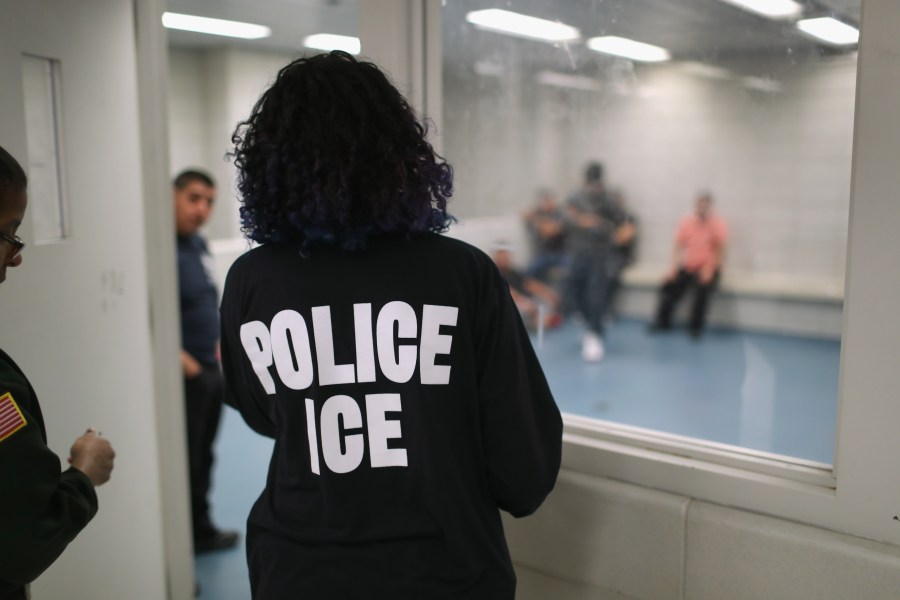 Immigrants wait in a holding cell at a U.S. Immigration and Customs Enforcement processing center on April 11, 2018, at the U.S. Federal Building in New York City. (Credit: John Moore/Getty Images)