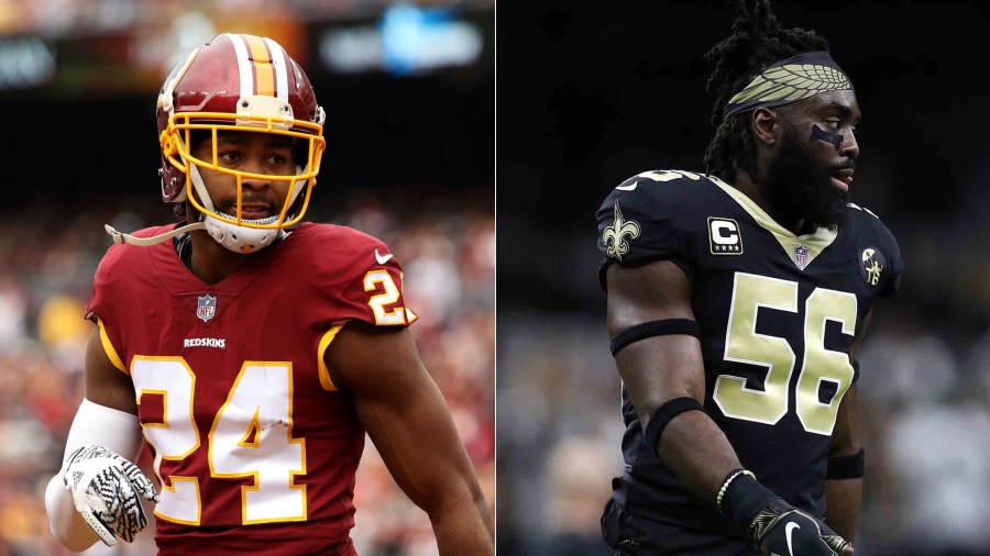 Cornerback Josh Norman of the Washington Redskins, left, and Demario Davis of the New Orleans Saints, right, are seen in file photos. (Credit: Patrick Smith / Getty Images and Chris Graythen / Getty Images)