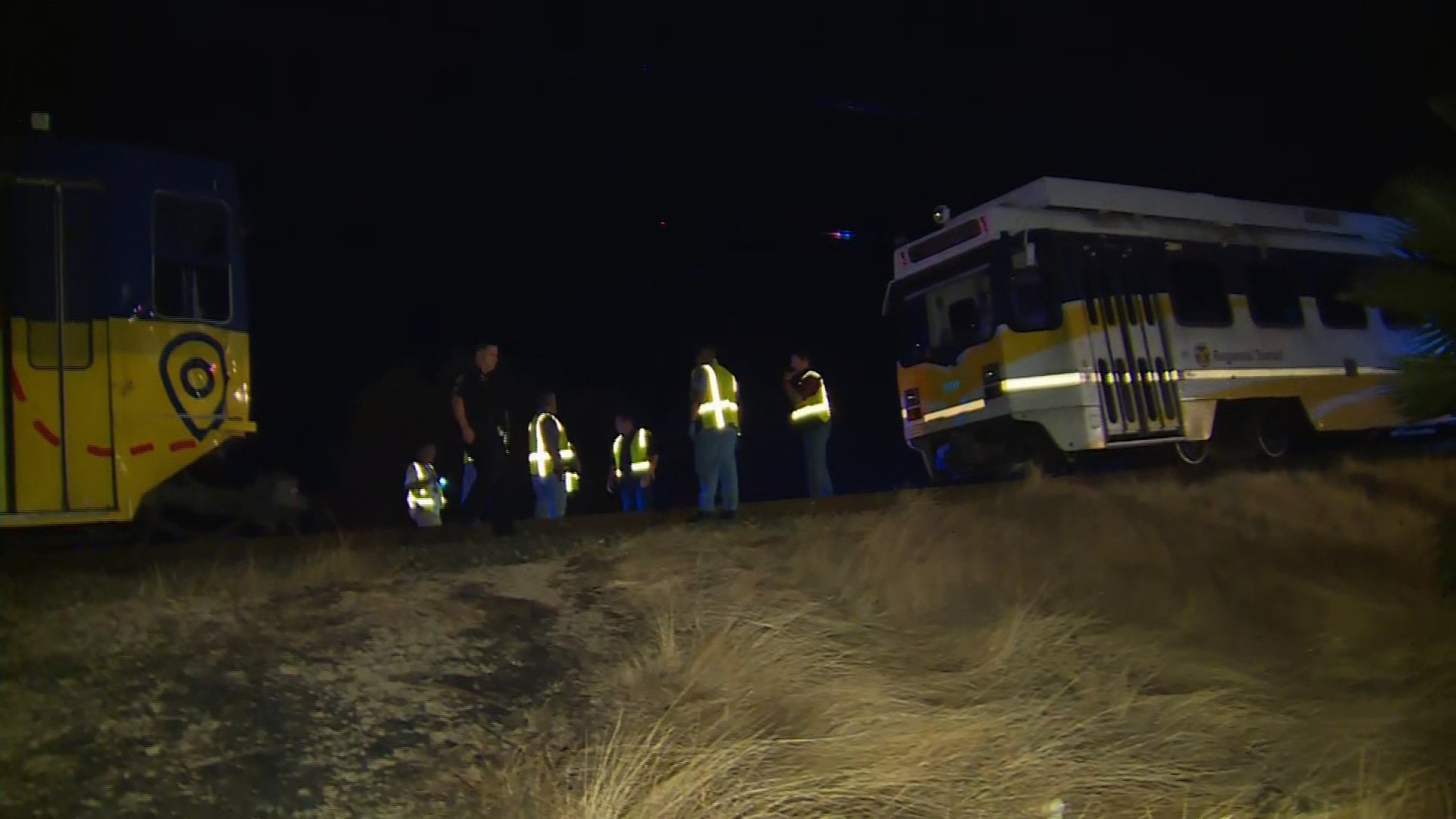 Firefighters are responding to a light rail derailment in Sacramento, according to the fire department. (Credit: KOVR)