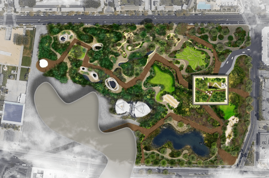 The La Brea Tar Pits released this rendering from Dorte Mandrup on Aug. 26, 2019.