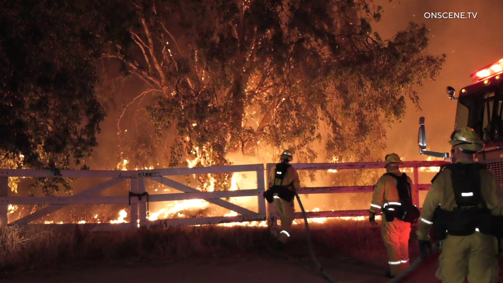 Firefighters battle the Horseshoe Fire in Riverside County on Sept. 14, 2019. (Credit: Onscene.TV)