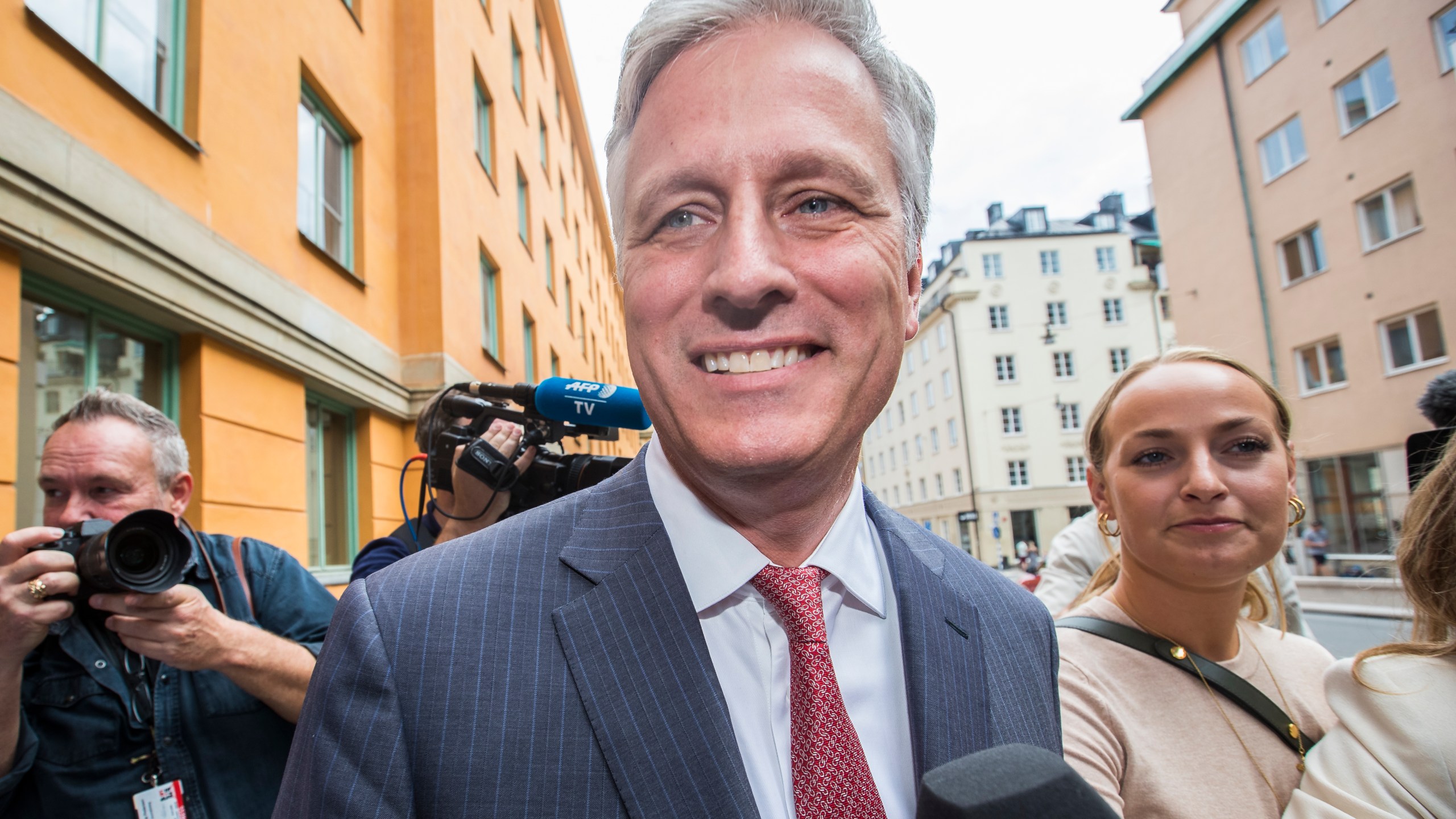 Robert C. O'Brien, special envoy sent by Donald Trump, returns to the courthouse after the lunch break on the third day of the A$AP Rocky assault trial at the Stockholm city courthouse on Aug. 2, 2019 in Stockholm, Sweden. (Credit: Michael Campanella/Getty Images)