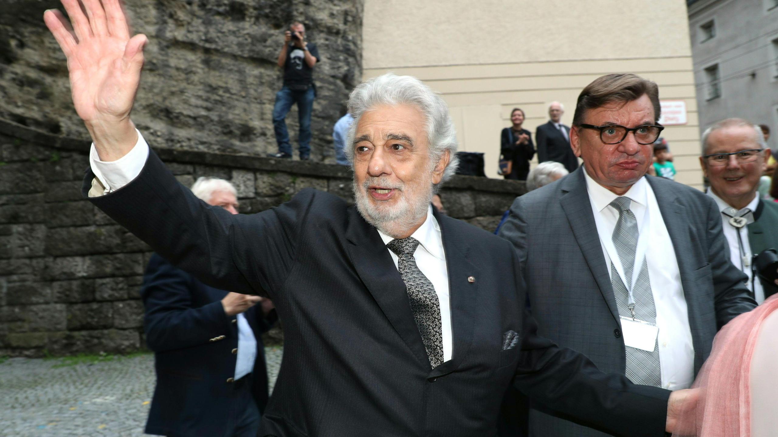 Spanish opera singer Placido Domingo is seen after the performance of "Luisa Miller" at the Salzburg Festival, on Aug. 25, 2019, in Salzburg, Austria. (Credit: FRANZ NEUMAYR/AFP/Getty Images)